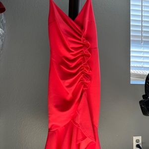 Coral zippered Spaghetti strap dress